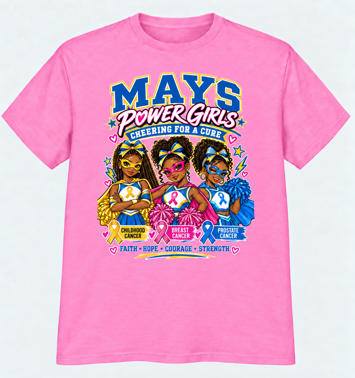 Mays Raiders Power Girls Cancer Awareness shirt